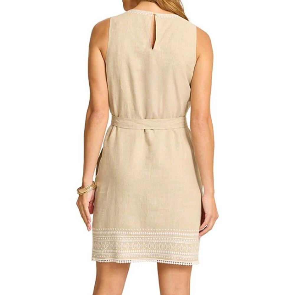 Tommy Bahama Natural Linen Two Palms Embroidered Linen Shift Dress Size S - Picture 2 of 10